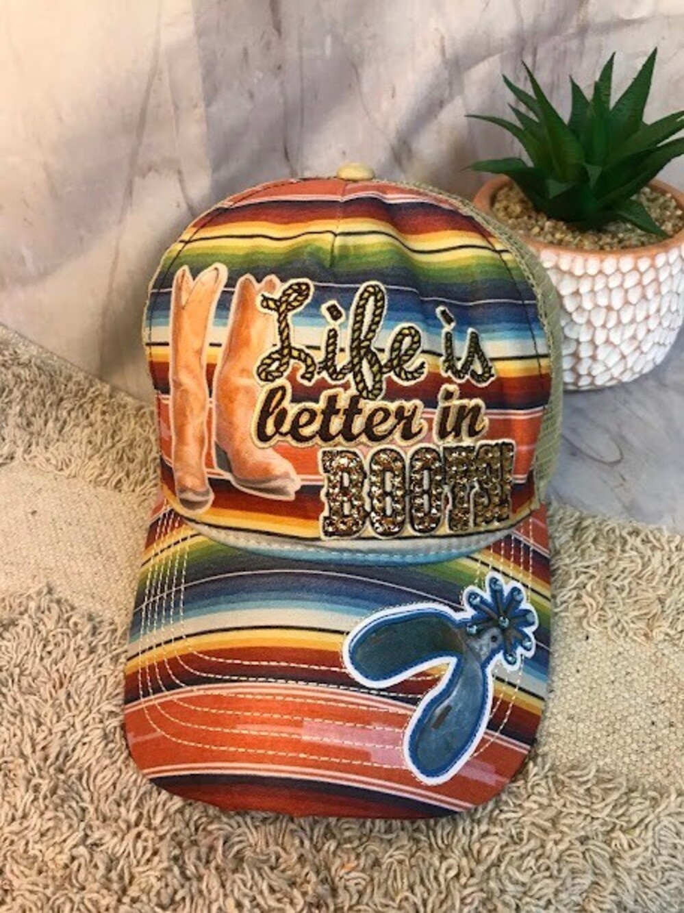 Custom western-style trucker hat by Annette's Touch of Class NWT. Life is better
